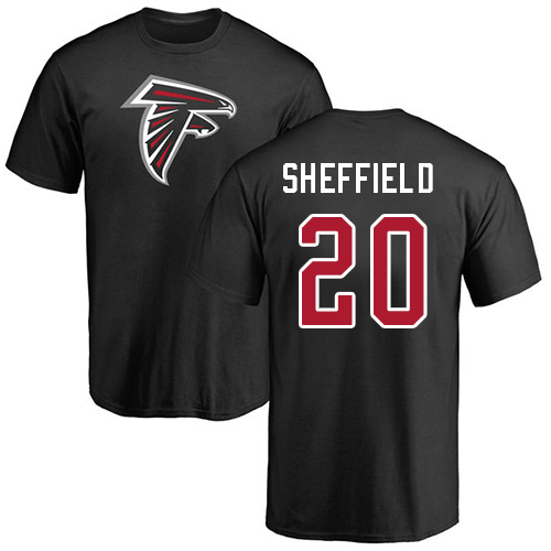 Atlanta Falcons Men Black Kendall Sheffield Name And Number Logo NFL Football 20 T Shirt